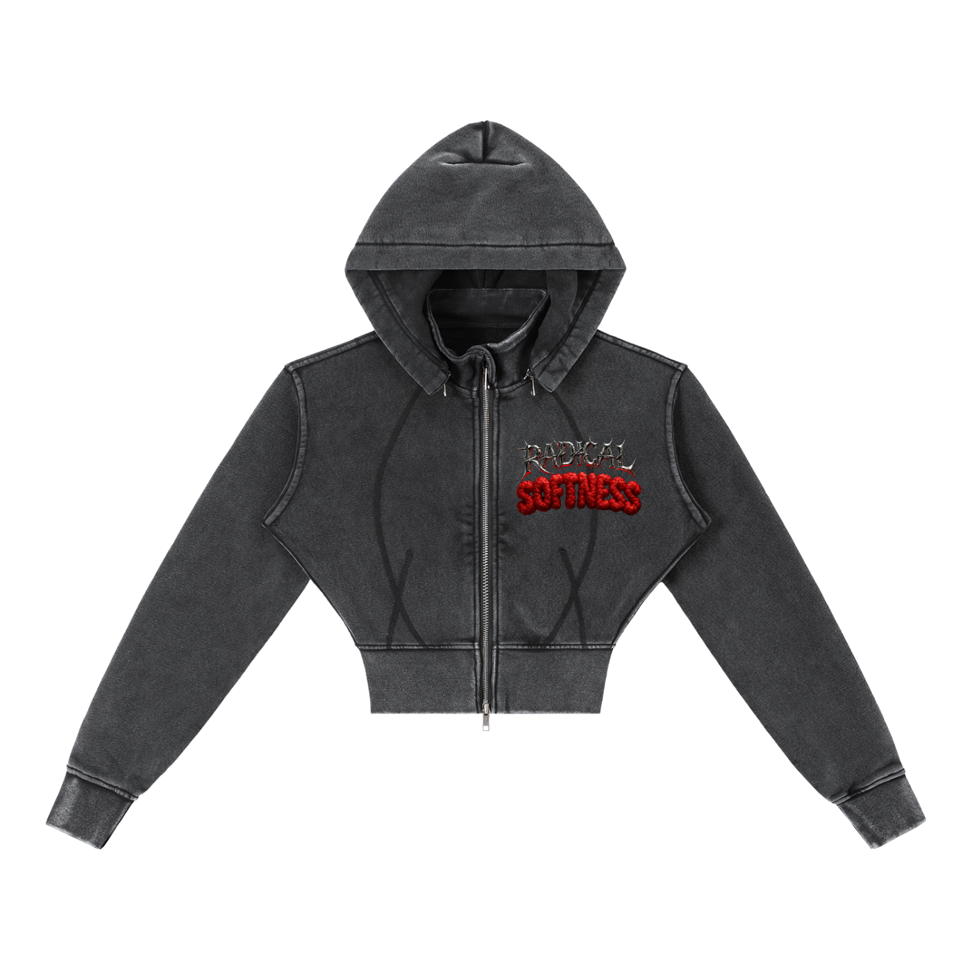 Vintage Washed Cropped Fleece Hoodie