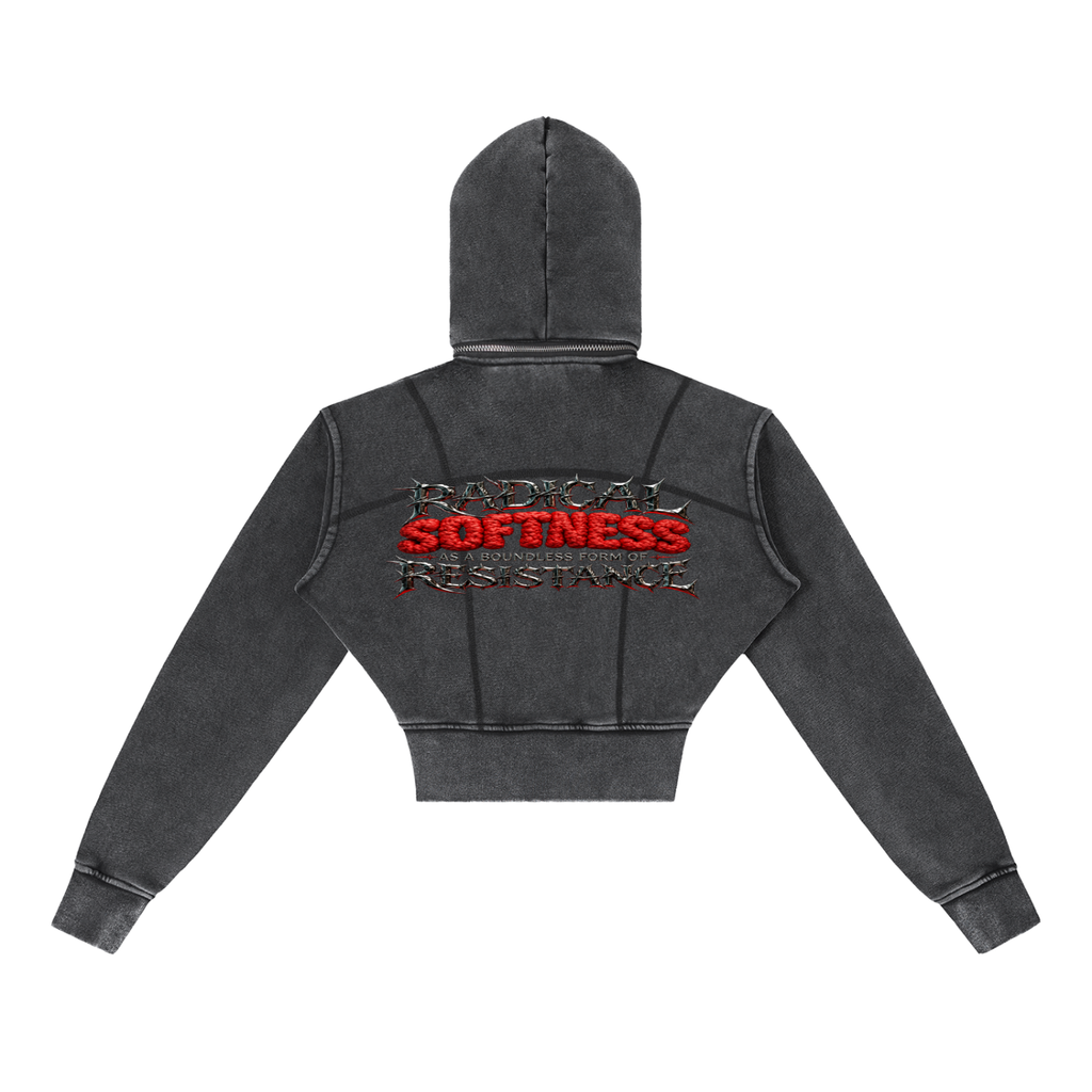 Vintage Washed Cropped Fleece Hoodie