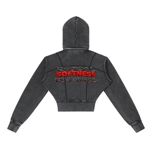 Vintage Washed Cropped Fleece Hoodie